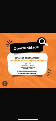 VAGA DE EMPREGO - AJUDANTE DE COZINHA FEMININO