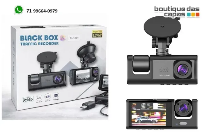 Câmera Automotiva 1080p Black Box Gravação Loop Sensor 3 CÂMERAS
