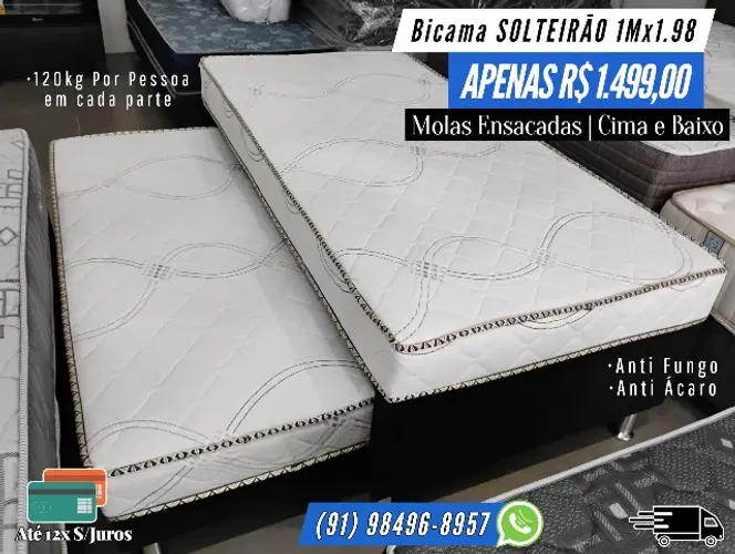 BICAMA SOLTEIRÃO MOLAS ENSACADAS CIMA E BAIXO 