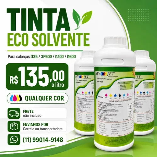 TINTA ECO SOLVENTE MYJET | R$ 135,00 o litro 