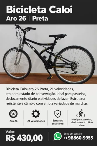 Vende-se bicicleta Caloi aro 26 21 velocidades