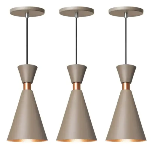 Lustre Pendente Luminária Mini Pequim Fendi 24cm Iluminar Ambiente Kit c/ 3 peças - NOVA
