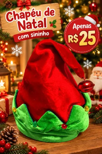 Chapéu de Natal com sininho