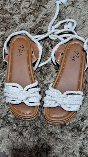 Sandália plataforma Nat Shoes de amarração, 35/36