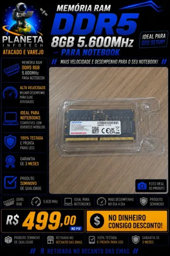 Memória ram ADATA DDR5 8gb de 5600MHz para Notebook ( com garantia )