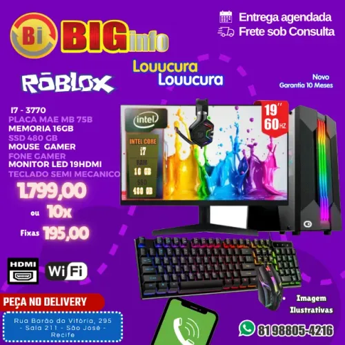 Computador Completo I7 + 16gb Memória + 480gb Ssd Monitor 19 - Em ate 10x Fixas