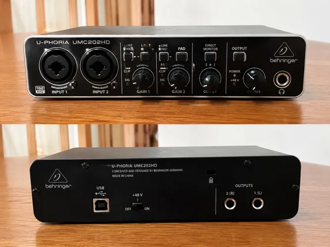 Interface de Áudio Behringer UMC202HD | 24bit/192kHz + Cabo USB