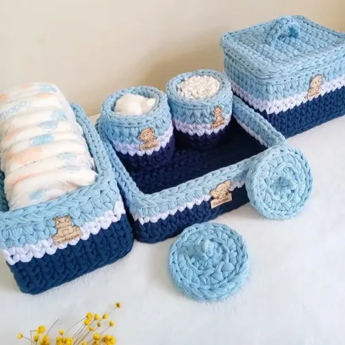Kit higiene bebê em crochê 