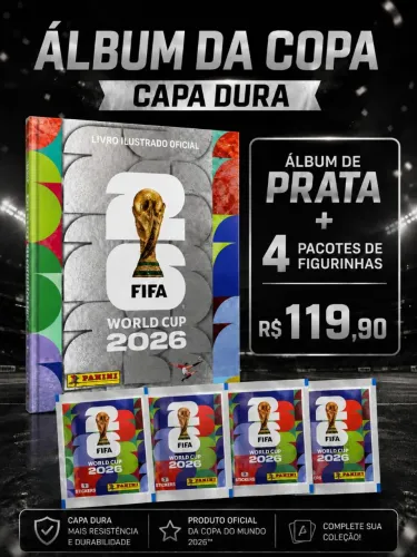 1 Álbum Copa do Mundo Capa de Prata + 28 Figurinhas | Oficial