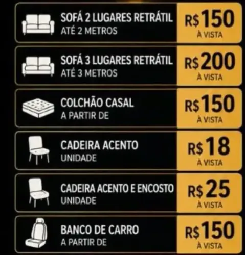 Limpeza de sofás e bancos de carro - Higienizaçao á seco 