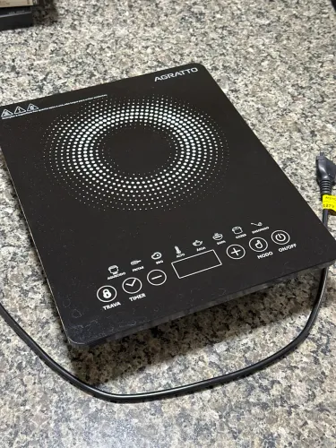 Cooktop Indução ACKl01l-01 Preto 1 Boca 1200W Agratto