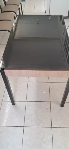 Conjunto de Mesa de Jantar 4 Cadeiras Tampo de Vidro - Estado de Nova!