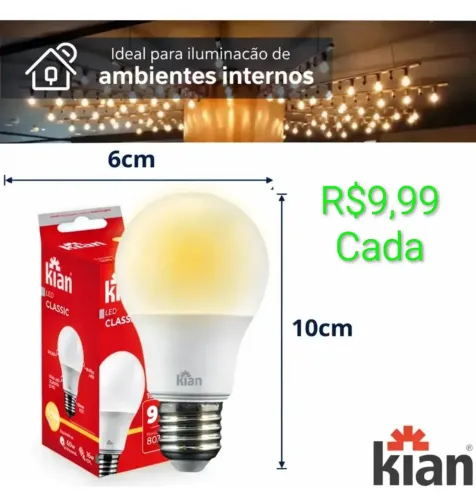 Lâmpada led Kian 110/220v branca morna 9w