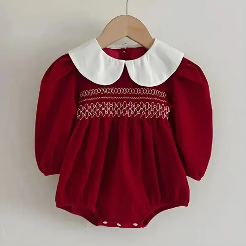 ? ROMPER INFANTIL VERMELHO COM GOLA BRANCA ?