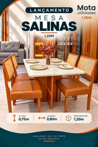 Mesa de jantar com 4 cadeiras telinha