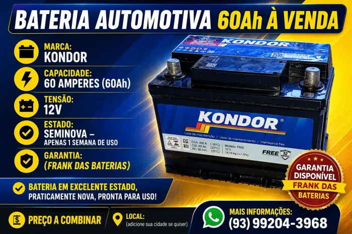 Bateria nova 60 amp 