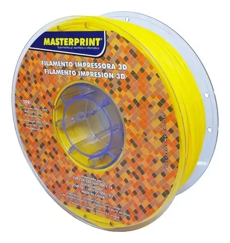Filamento TPR Borracha 3D 2.85mm Amarelo Masterprint 1kg