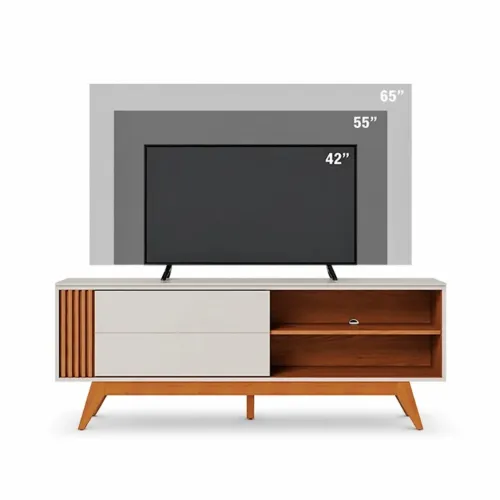 Rack Bancada Otawa Larg. 1.60m Off/Freijó para TV até 65"