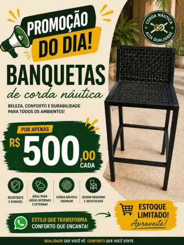 Banqueta quadrada 75cm altura
