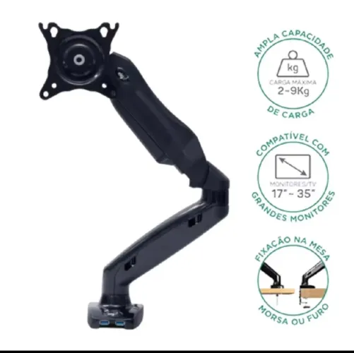 Suporte Monitor Articulado CW90USB F90USB ELG com 2 Portas 3.0