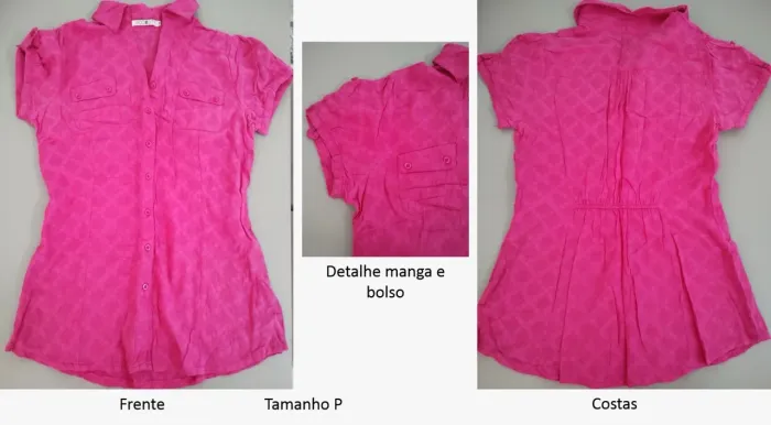 Blusa manga curta alongada rosa