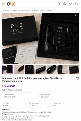 * Máquina Haut PL2 de Micropigmentação