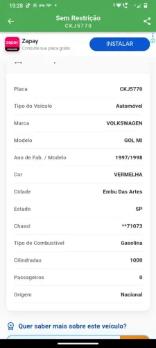 Volkswagen Gol Geração II 1.0 8V 58cv MI Gasolina Mec. 2P 1998