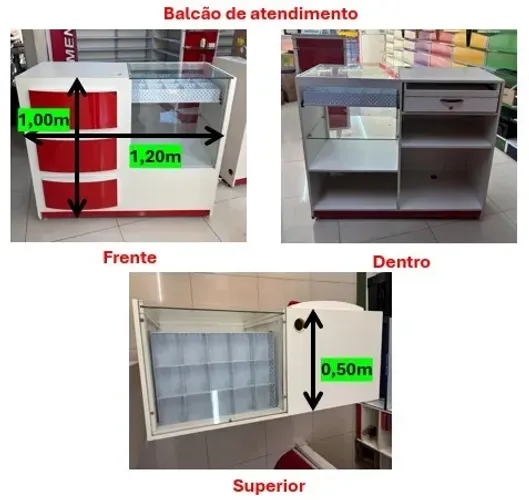 Balcão atendimento - 3 unidades. Valor unitário