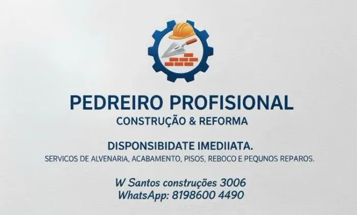 Pedreiro Profissional - Reformas e Construções em Geral
