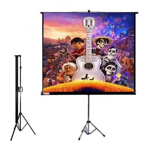 Tela de Projeção com Tripé 4:3 97 Polegadas Retrátil 1,80X1,80cm 