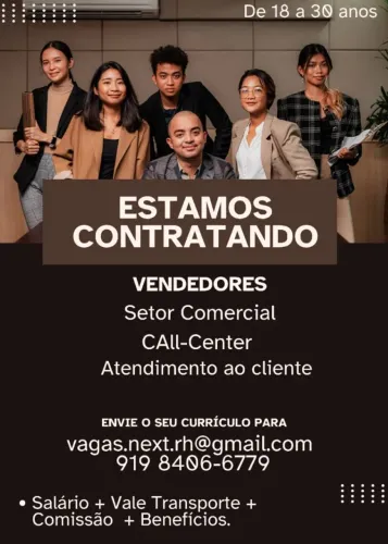 VENDAS, , CALL CENTER E ATENDIMENTO AO CLIENTE.