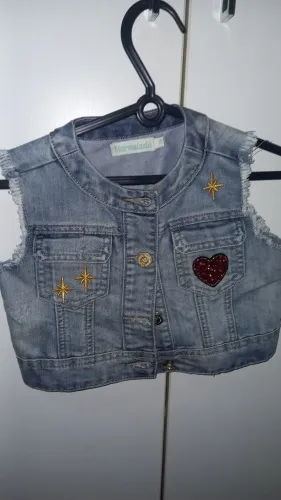 Colete jeans  personalizado  8 anos
