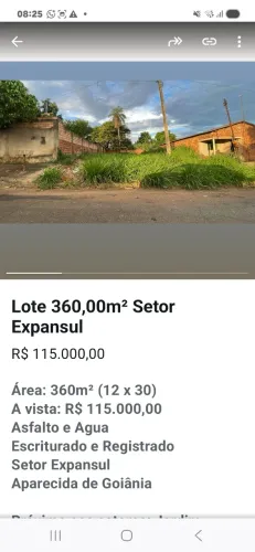 lote no setor expansul-Aparecida de goiânia