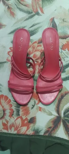 Sandália Arezzo Original Tamanco Salto Médio Couro Eco Fontana Power Pink T:37