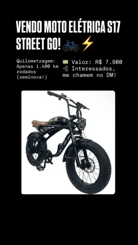 MOTO ELÉTRICA S17 STREET GO À VENDA! ?