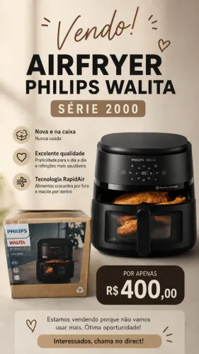 Airfryer Philips Walita Série 2000 XL 6,2L - NOVA