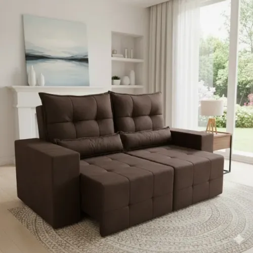 Sofá retratil e reclinavel marrom  (temos outras cores)