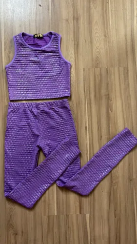 Conjunto nosh - Roxo - Calça e Cropeed