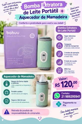 Extrator de leite e aquecedor de mamadeira