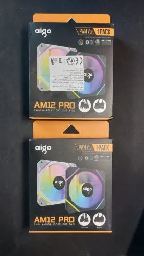 2 Coolers Fans Aigo AM12 Pro 120mm - A-RGB e PWM (Pretos)