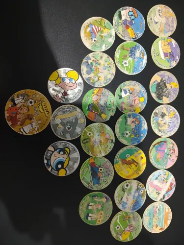 24 tazos copa toon Elma chips, incluindo 1 tazo ouro e 3 pratas