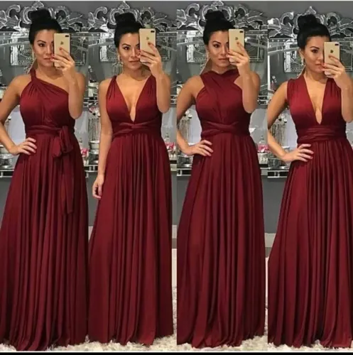 Vestido de Festa Longo Multiformas Marsala - Tamanho M (Novo)