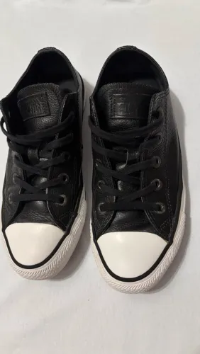 Chuck Taylor All Star Couro Cano Baixo Preto 34 Original