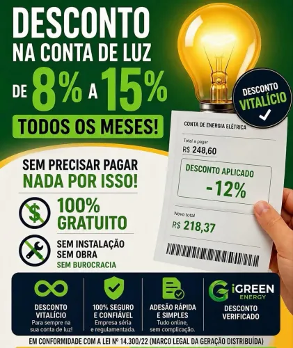 Desconto mensal na conta de Luz 