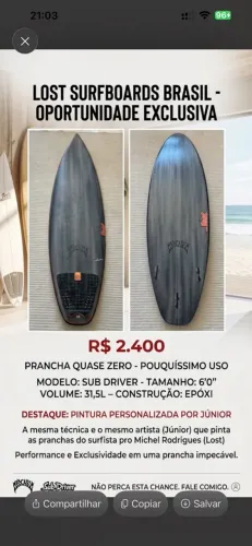 Prancha de surf Lost Sub Driver 6,0 31,5 EPÓXI