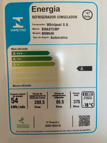 Geladeira frostfree 375 litros