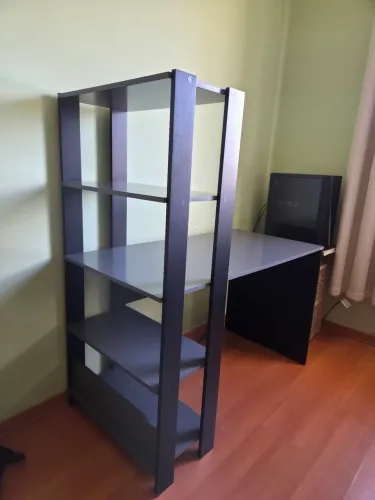 Escrivaninha com Estante Match 4 Prateleiras 120cm Preto E Grafite