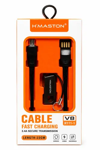 Cabo USB V8 2.4A com Adaptador Compacto e Prático - Novo - Ditudo Tech e Variedades