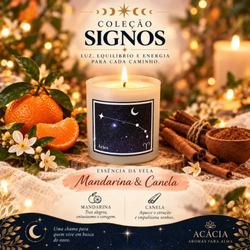 Velas aromáticas - Coleção Signos (Áries) - 100% cera de coco - 150g