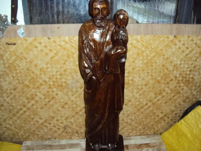imagem sao jose c/jesus  antiga escupido madeira 60cnt ,arte sacra 